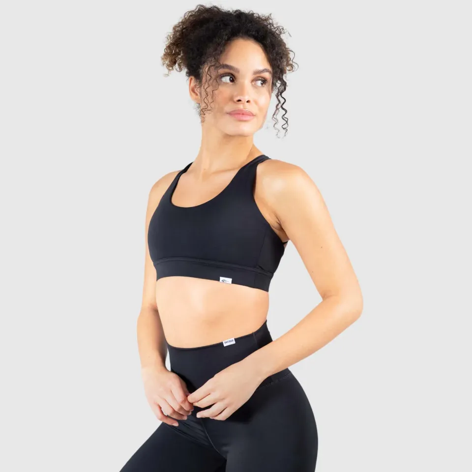 Smilodox Sienna Sport BH Damen Schwarz Blickdicht