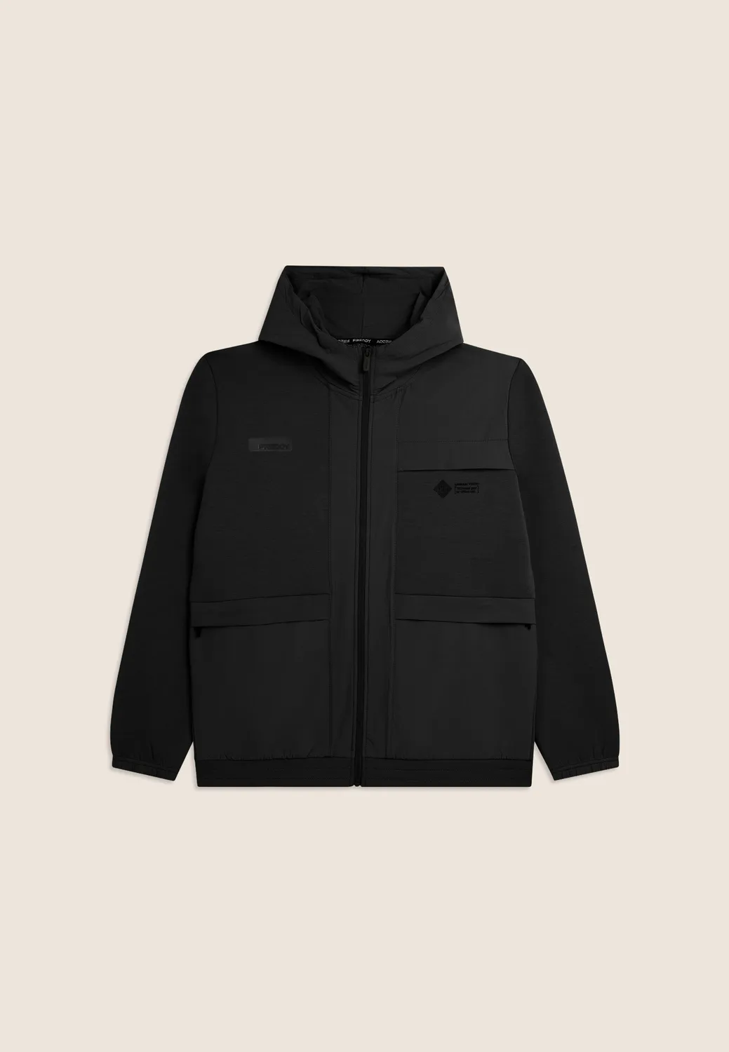Freddy Zip Cappuccio Nylon Rip-Stop Hoodie Schwarz atmungsaktiv