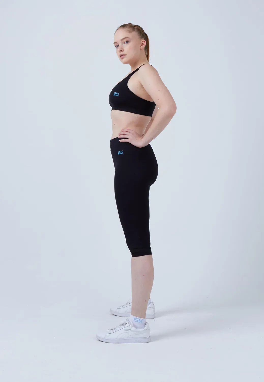 SPORTKIND 3/4 Capri Leggings Mid Waist schwarz blickdicht