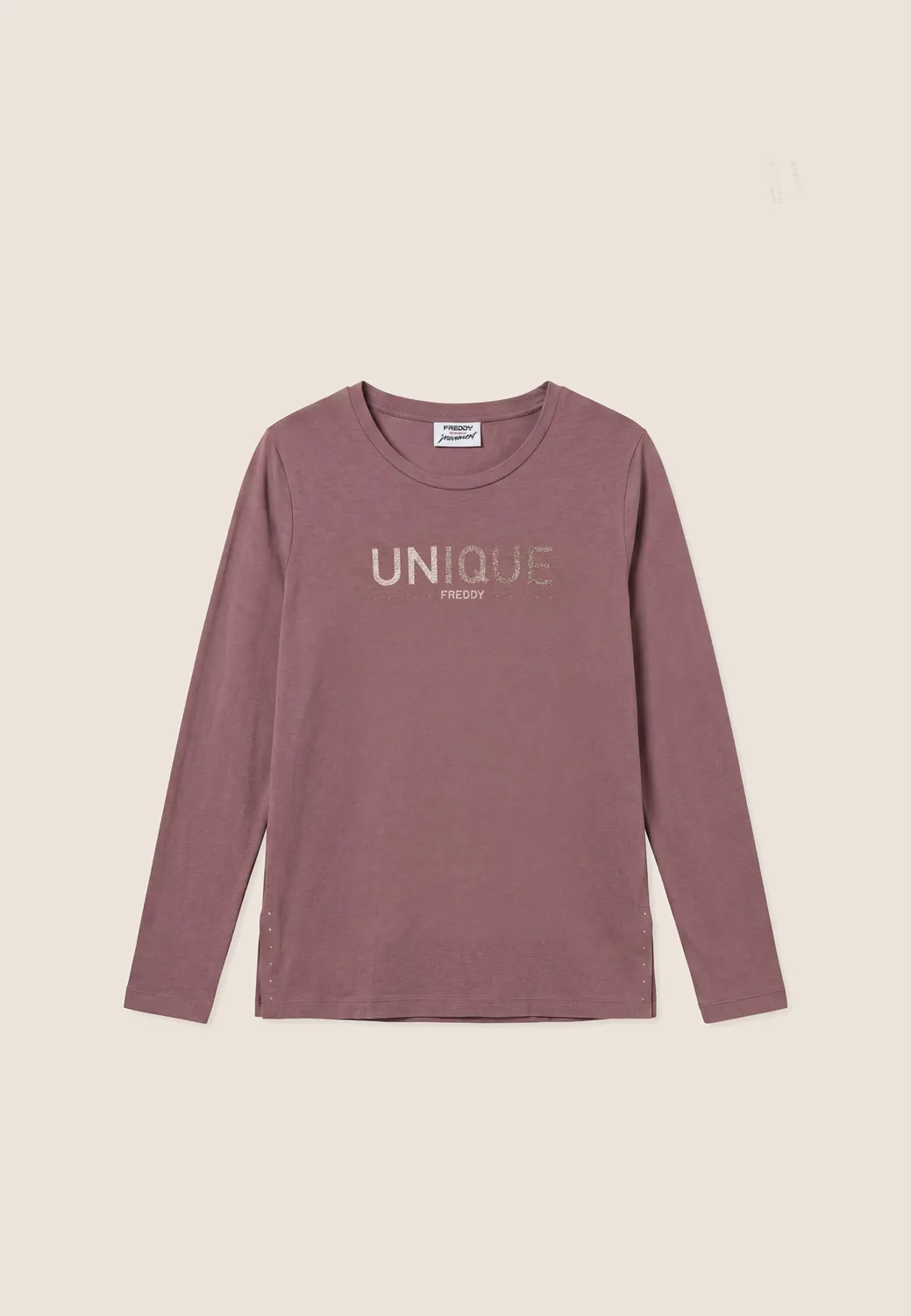 Freddy Unique Langarmshirt Nero mit Gold-Print