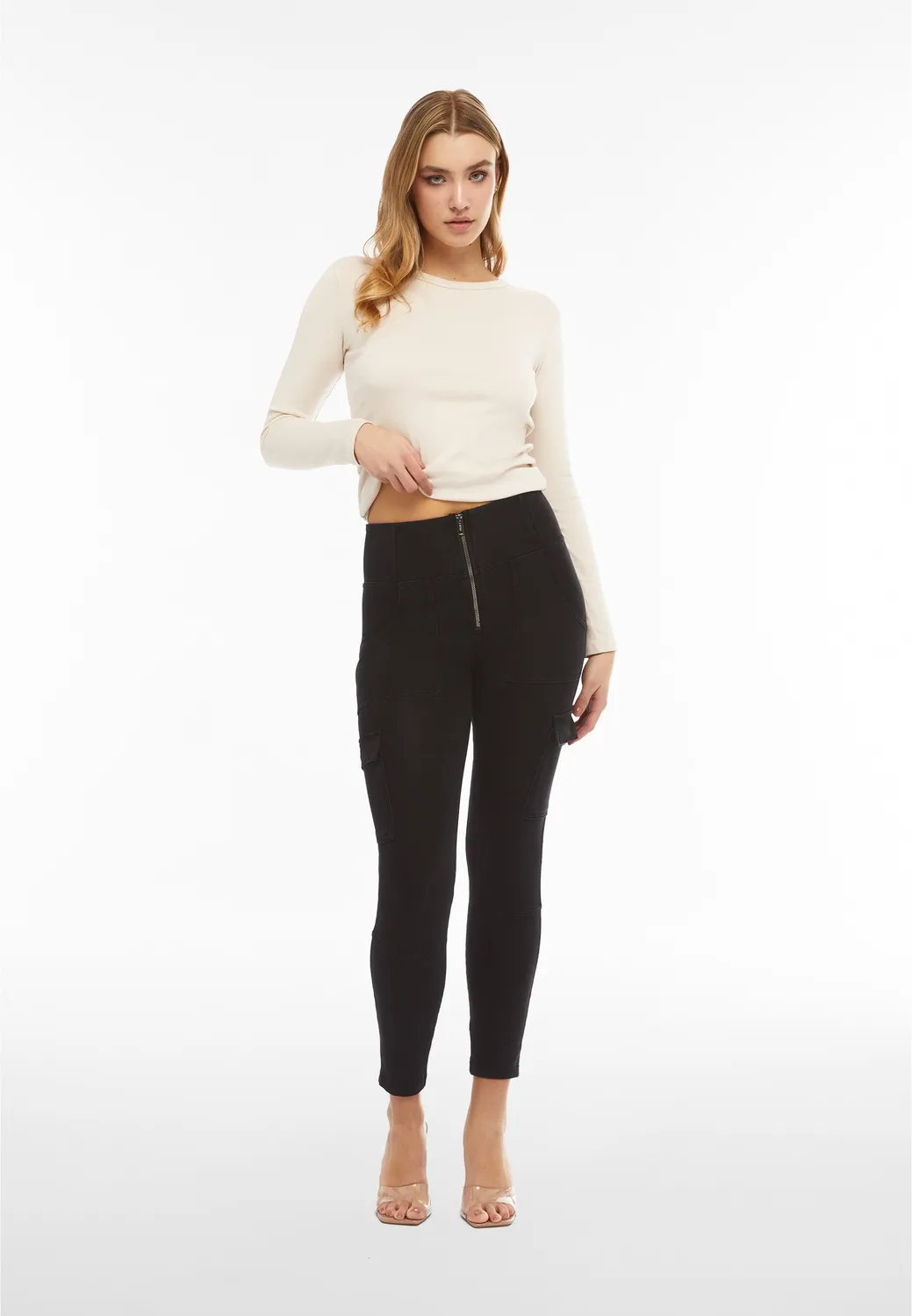 Freddy WR.UP Cargo Jeggings 7/8 Schwarz Push-up