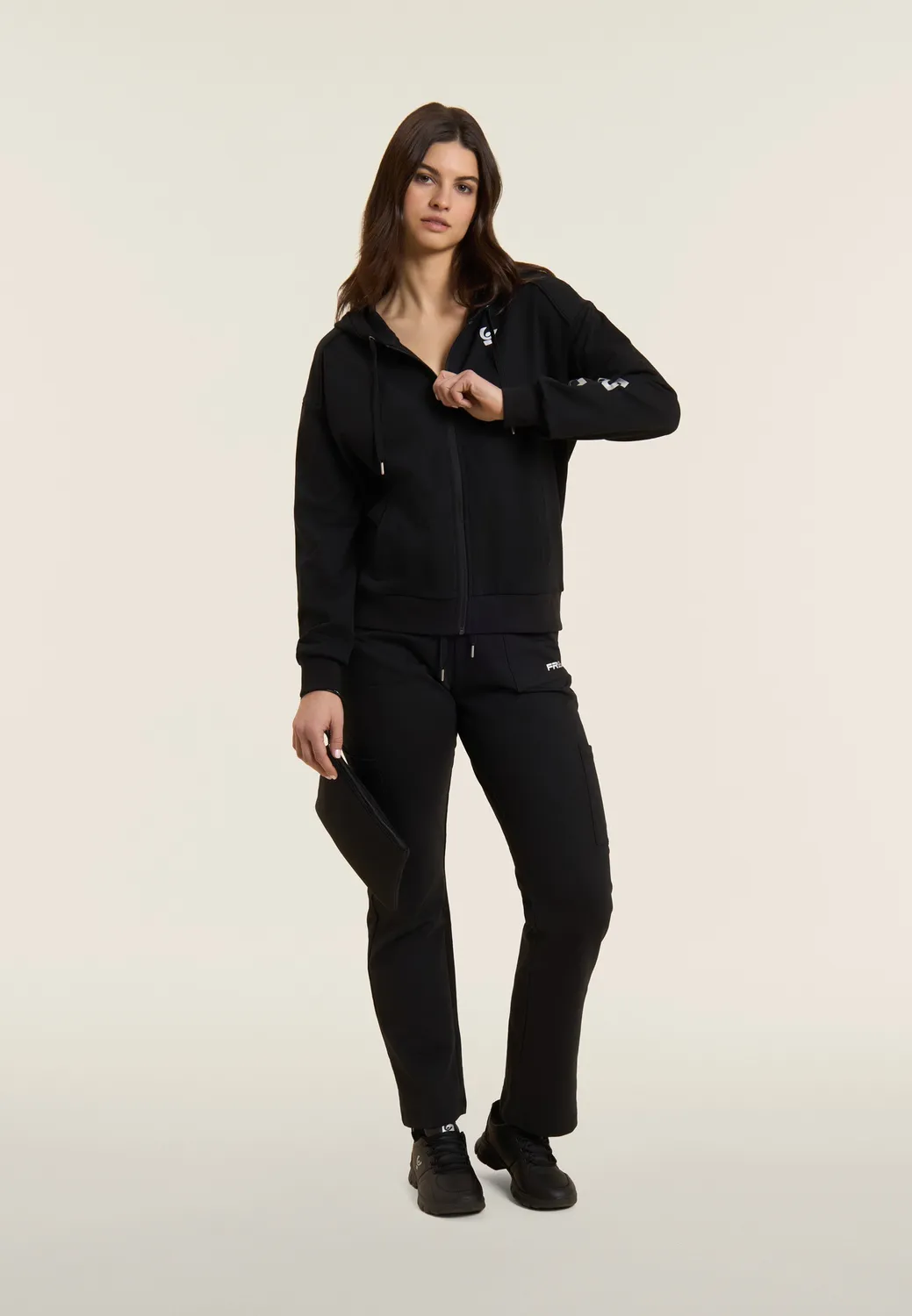 Freddy Kapuzenjacke Zip Perllogo schwarz Baumwolle