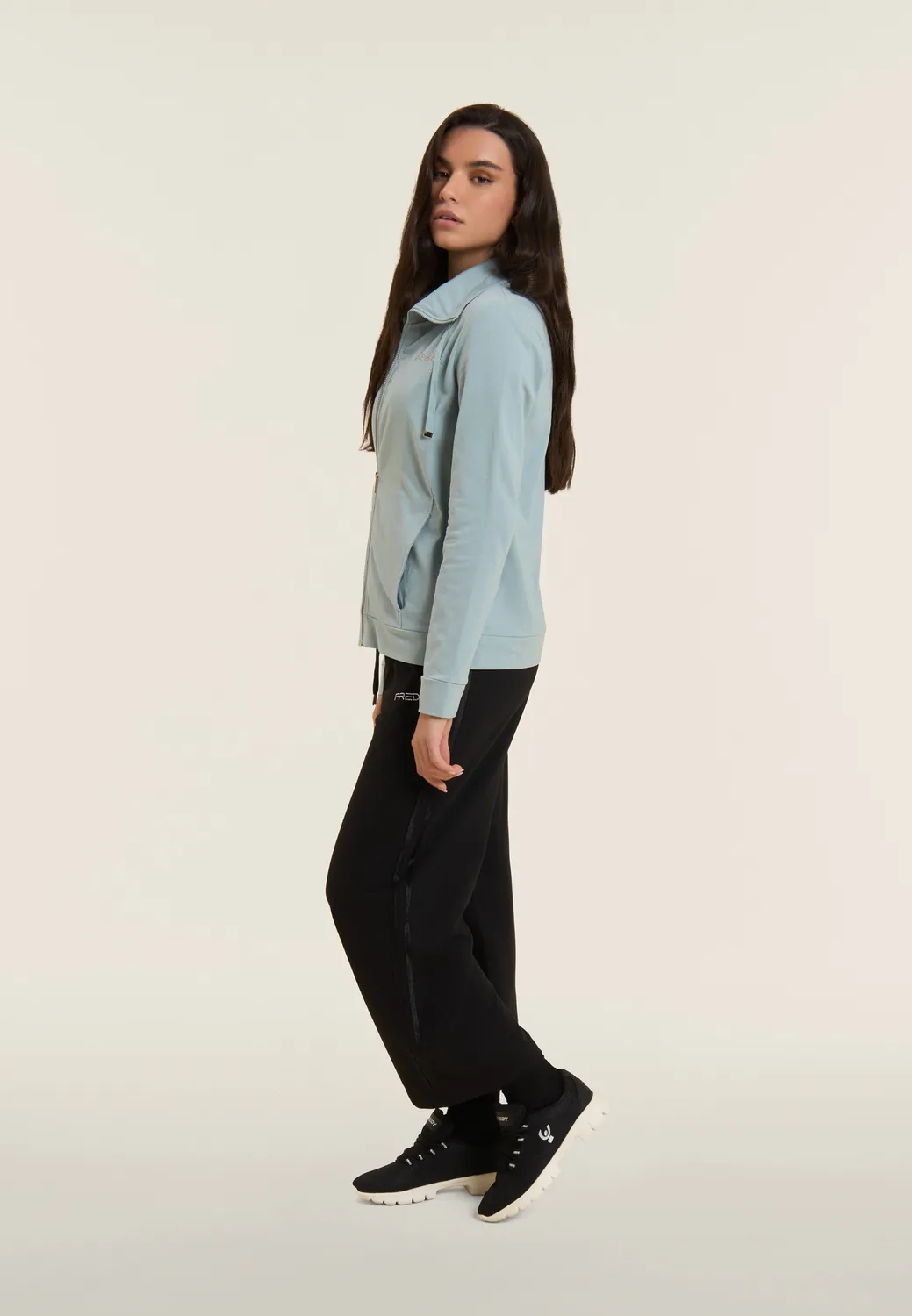 Freddy Zip-Sweatjacke Dark Denim hoher Kragen