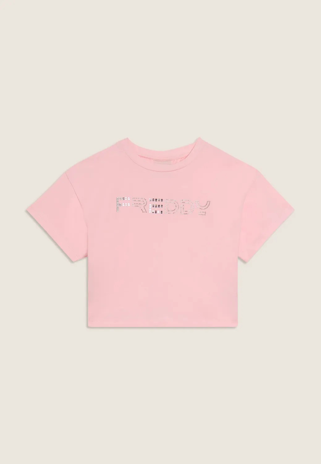 Freddy Junior Cropped T-Shirt mit Strass Schwarz