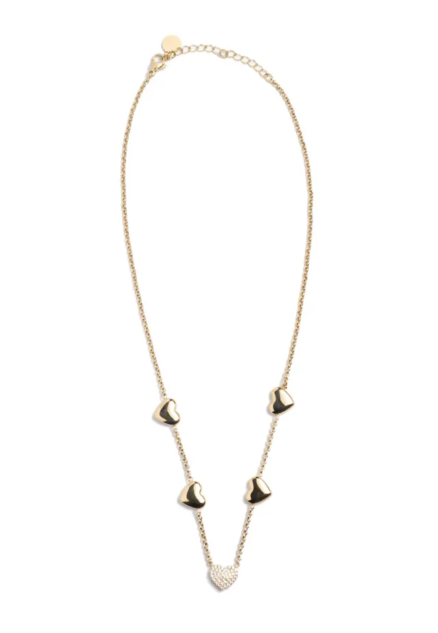 Freddy Halskette Gold Herzen Strass Edelstahl