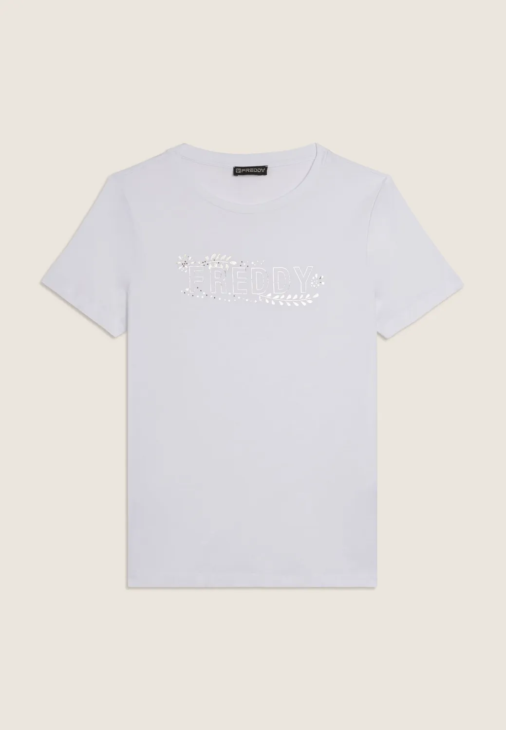 Freddy T-Shirt Blumen Nieten Schwarz Modal
