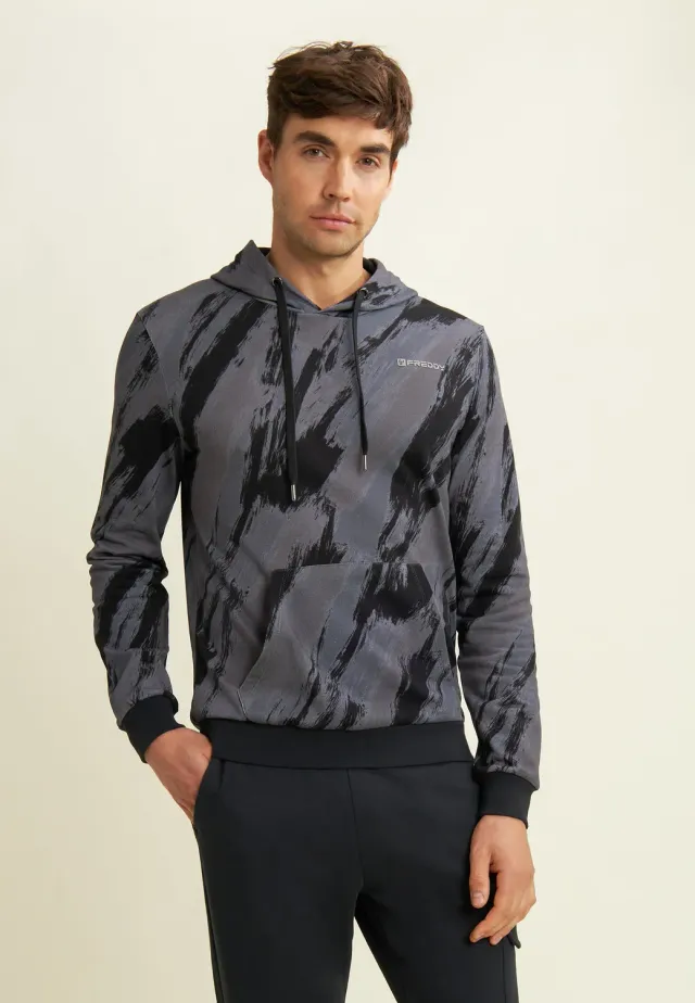 Freddy Hoodie Herren Allover Blau Kapuze Baumwolle