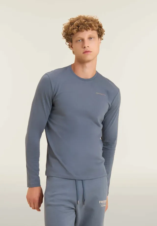 Freddy Langarmshirt Herren Baumwolle Dunkelblau regular