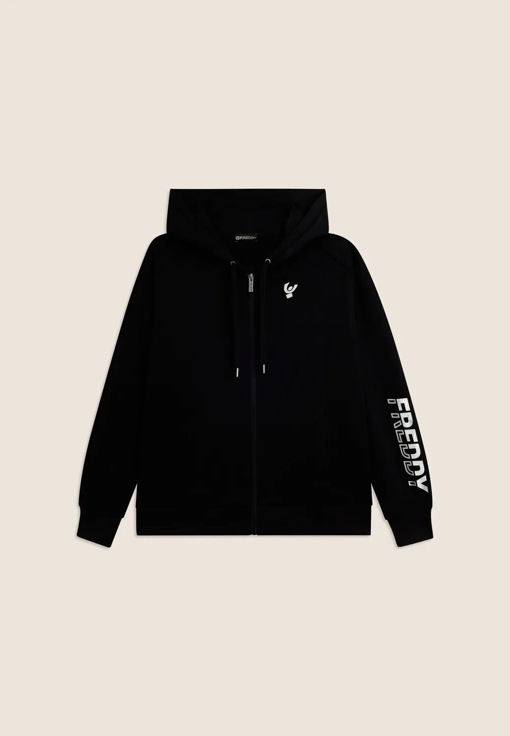 Freddy Kapuzenjacke Zip Perllogo schwarz Baumwolle