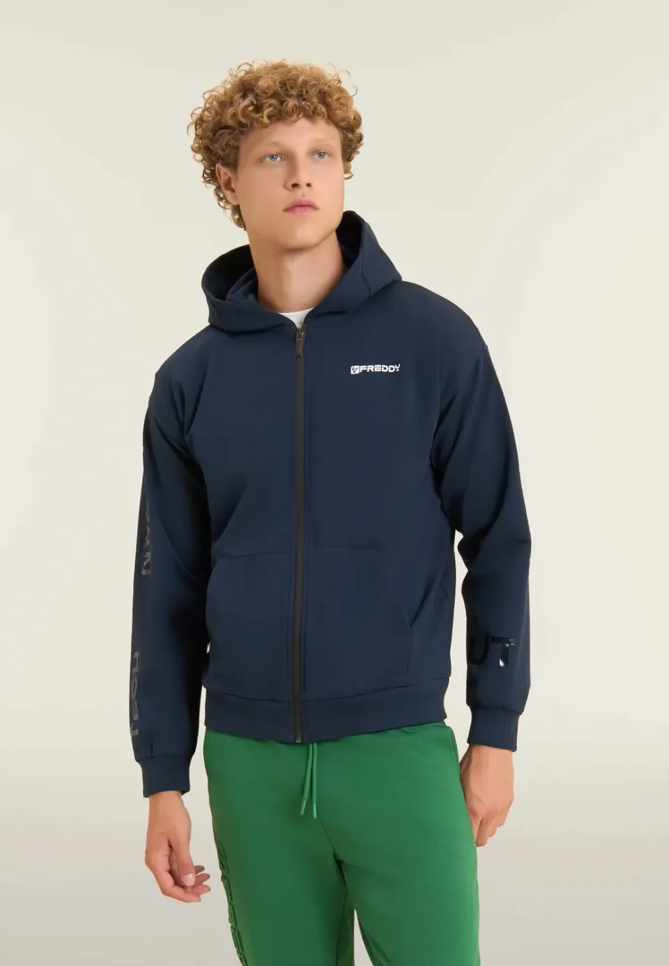Freddy Hoodie Herren Full-Zip Kapuze Jersey schwarz