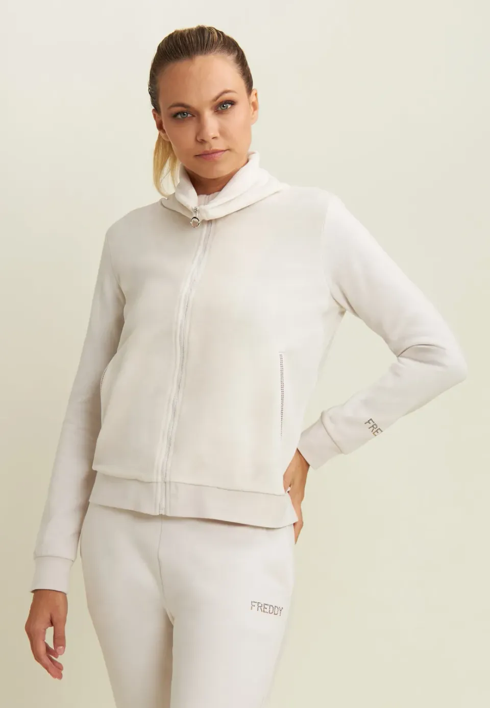 Freddy Samt Sweatjacke Damen Turbulence mit Zip