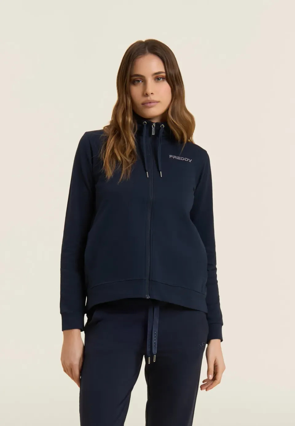 Freddy Comfort Fit Sweatjacke Schwarz Stehkragen Zip