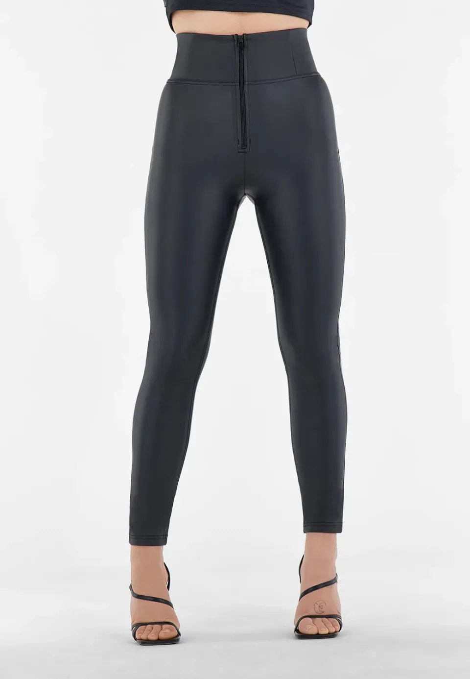 Freddy WR.UP Curvy Gamba Skinny Vita Alta Leggings Schwarz Lederlook