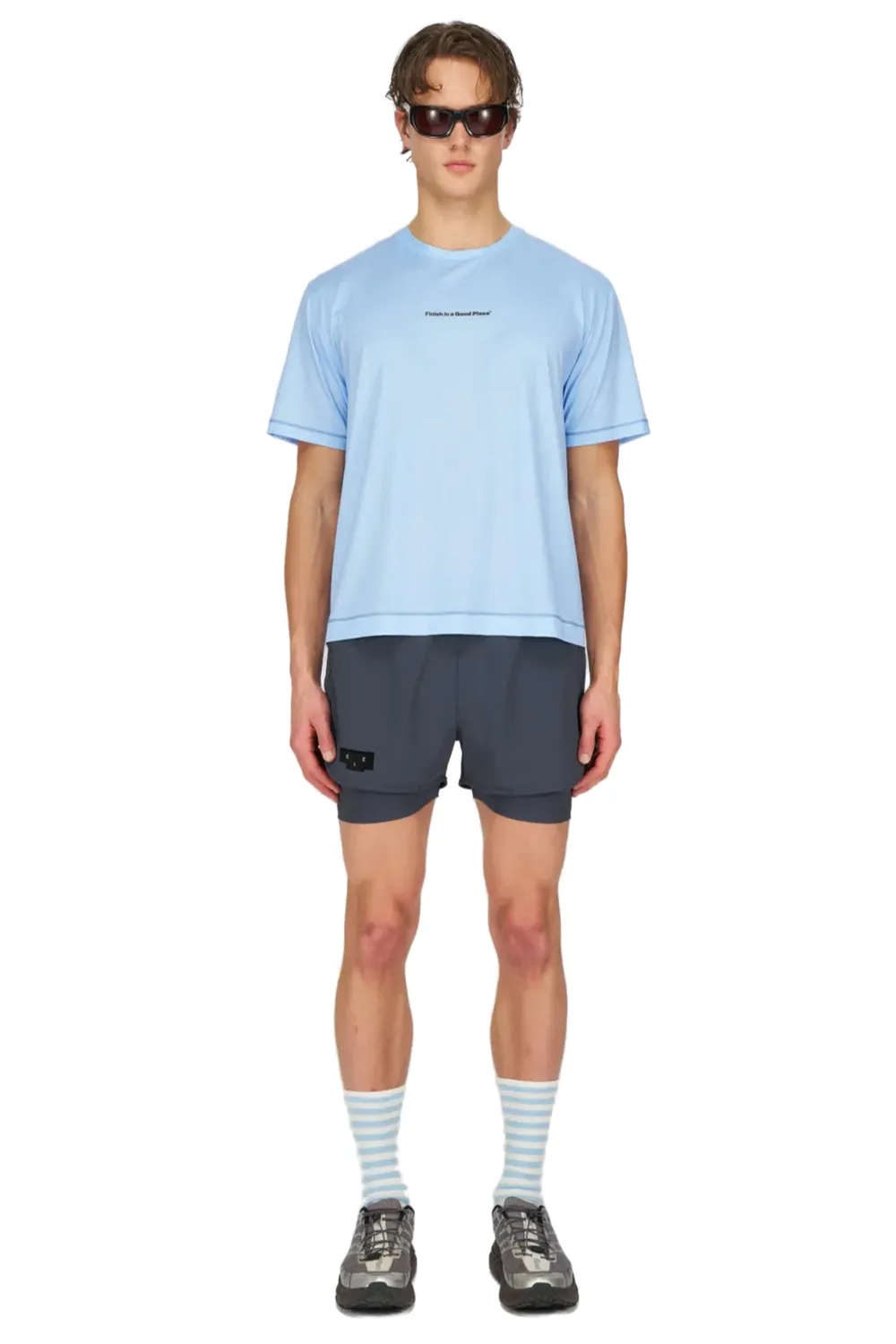 UNNA Wavy Tee Laufshirt Herren Serenity Blue atmungsaktiv