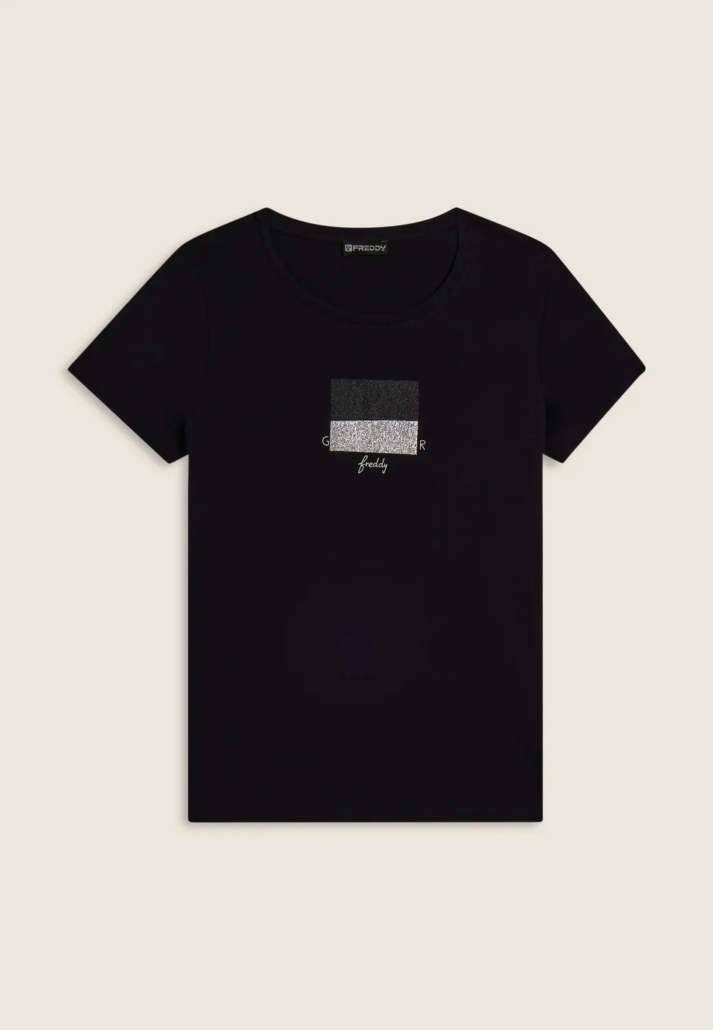 Freddy Glamour T-Shirt Glitzer schwarz Supima-Jersey