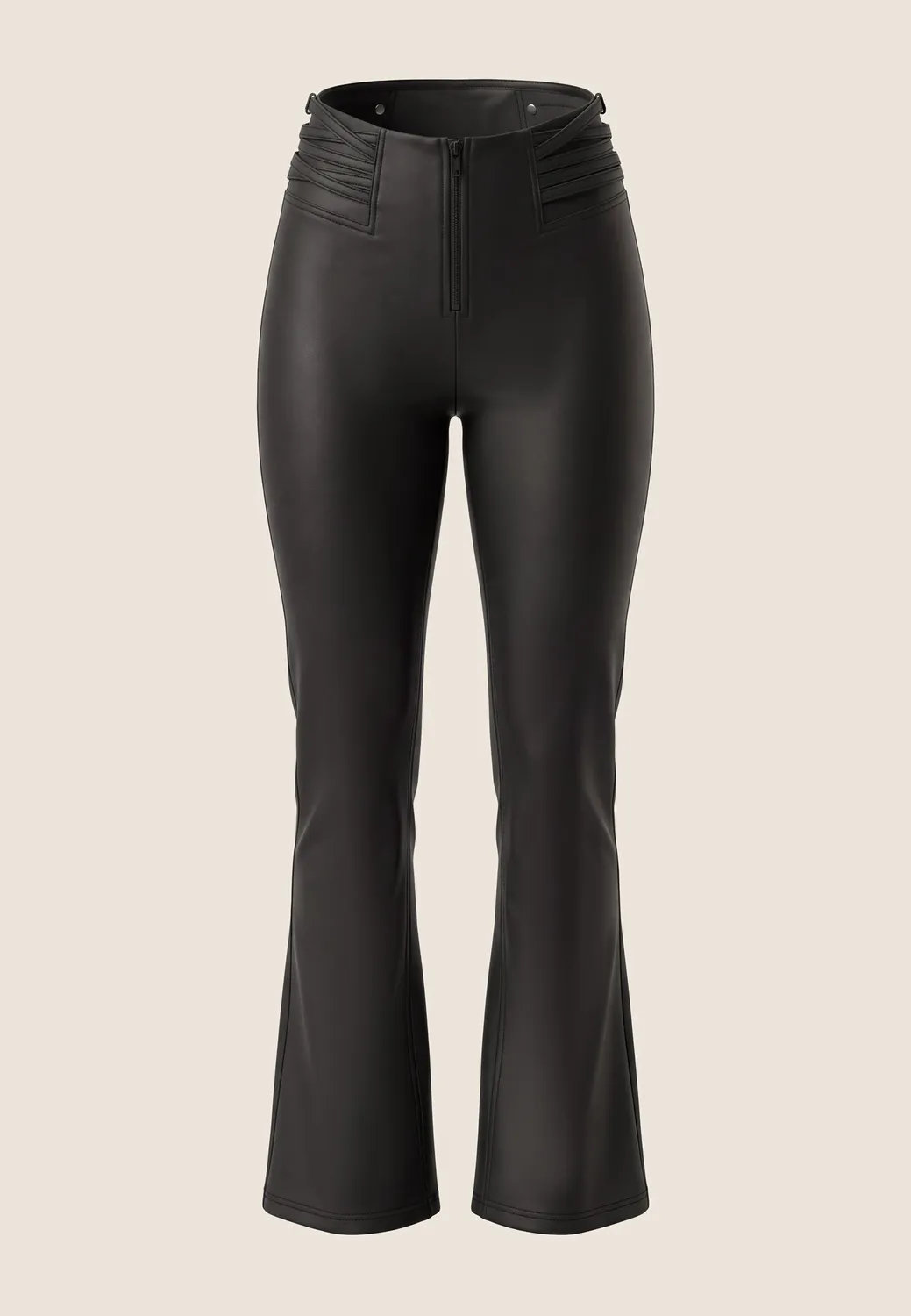 Freddy WR.UP Mini Flare Lederleggings Nero High Waist