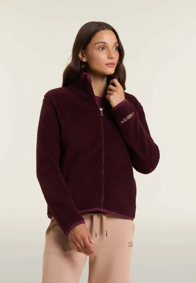 Freddy Sherpa-Fleecejacke Damen Stehkragen Schwarz