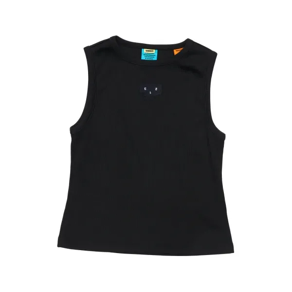 UNNA Rib Tank Lauftop Schwarz gerippt