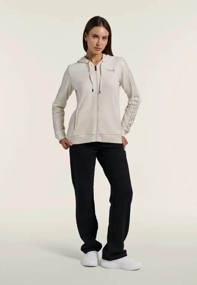 Freddy Trainingsanzug Damen Zip Hoodie Schwarz Baumwolle
