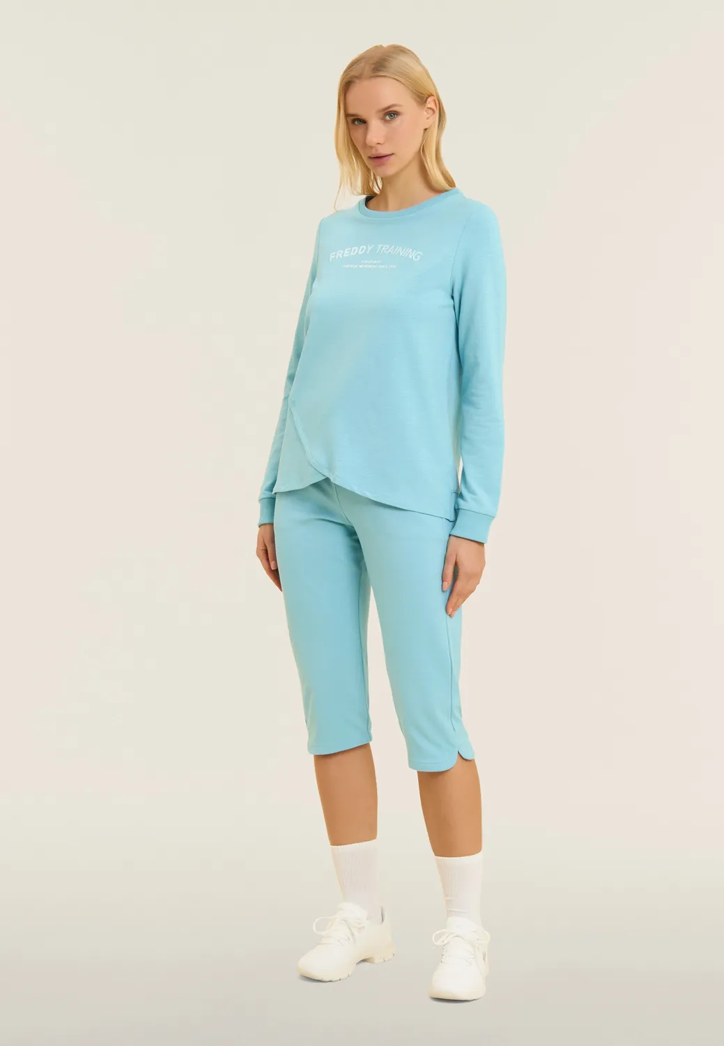 Freddy Wickel Rundhals Sweatshirt Damen Dunkelblau Glitzer