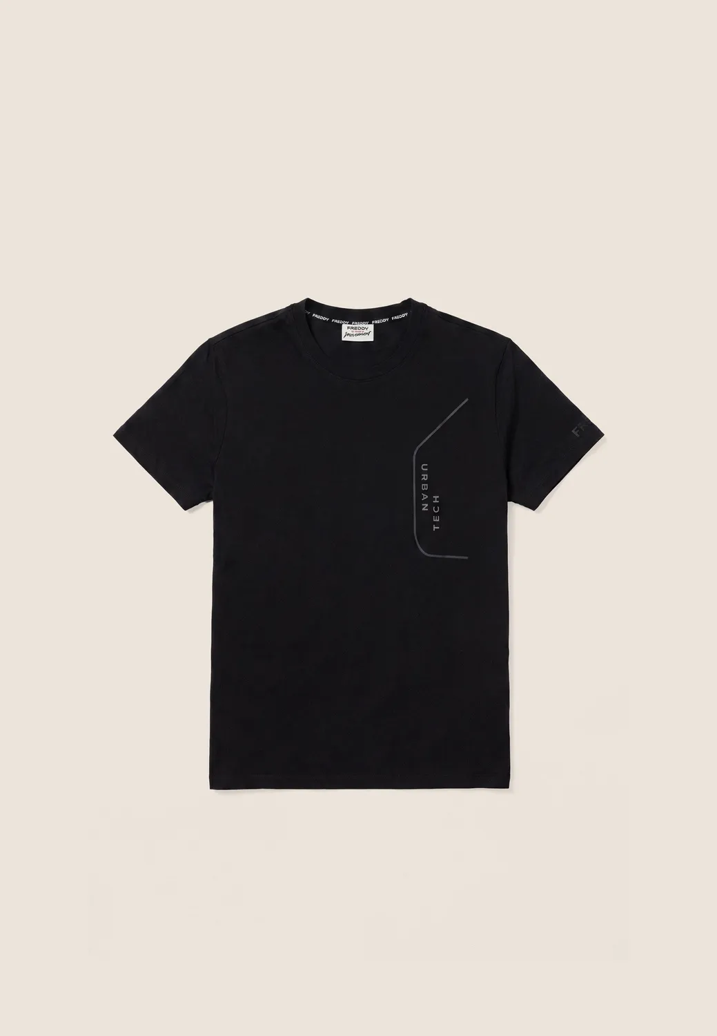 Freddy T-Shirt Herren Baumwolle schwarz Gummi-Print regular