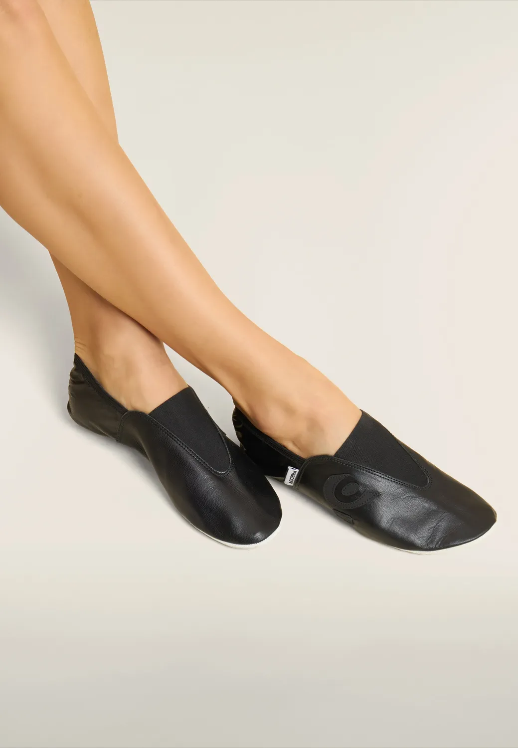 Freddy Gymnastikschuhe Leder Schwarz Turnschläppchen Rutschfest