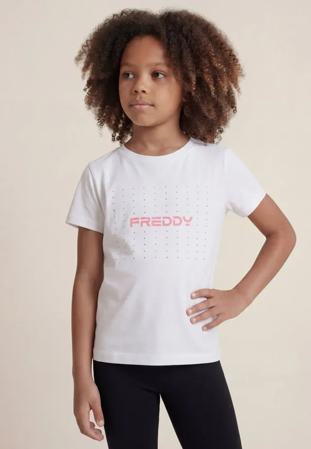 Freddy Logo Strass T-Shirt Mädchen Schwarz Jersey