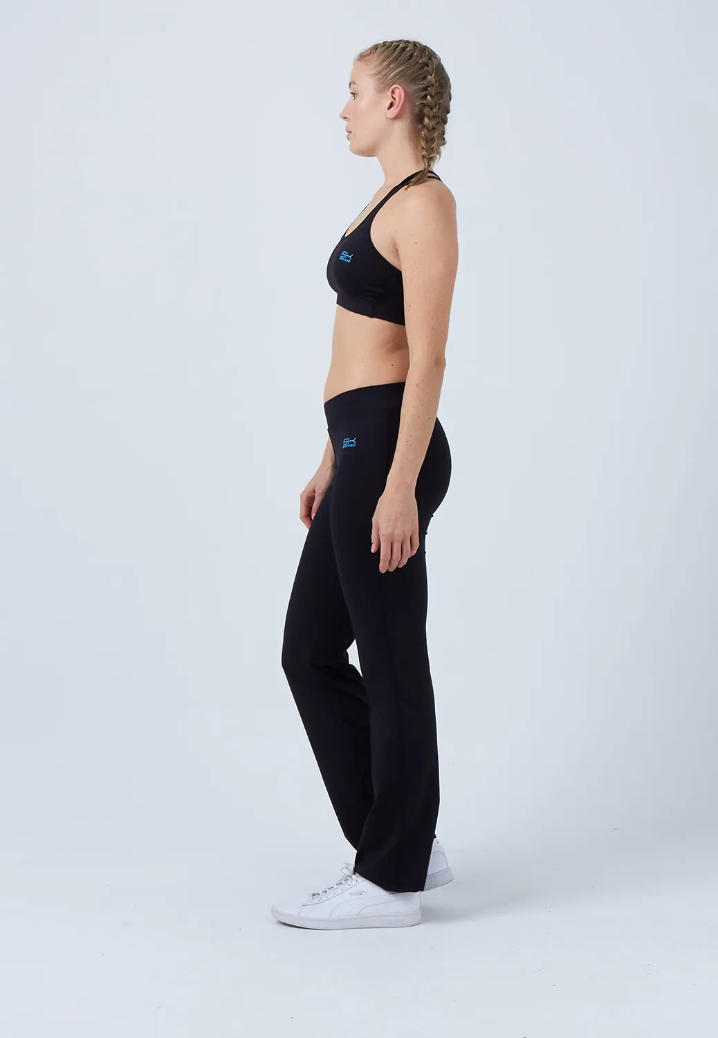SPORTKIND 34 Inch Flare Yogahose Jazzpants schwarz