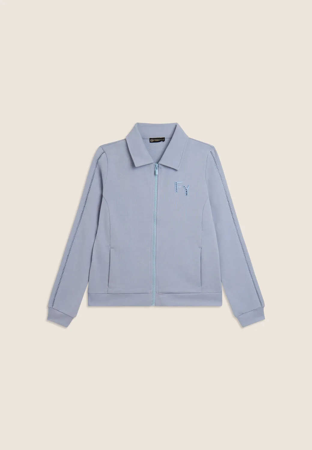 Freddy Full-Zip Sweatjacke Hemdkragen Zen Blue French Terry
