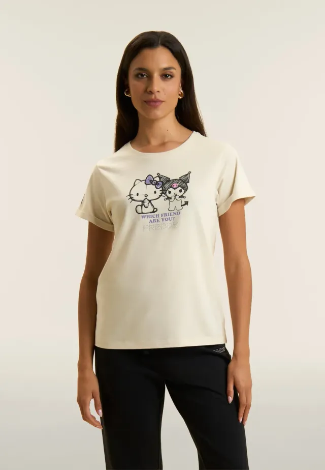 Freddy Hello Kitty Kuromi T-Shirt Schwarz Baumwolle