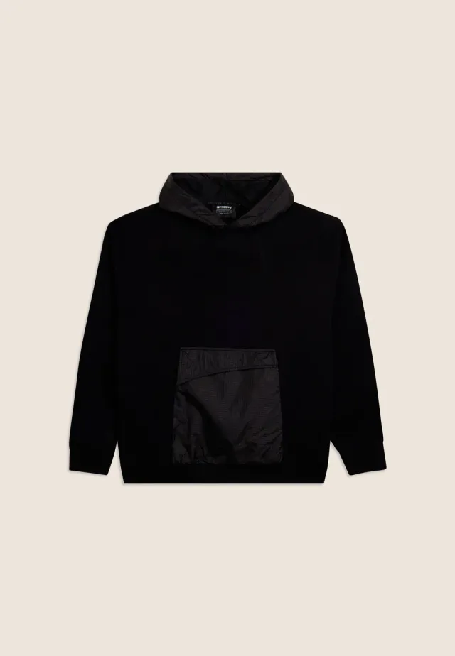Freddy Hoodie Damen mit Kapuze schwarz Baumwolle Rip-Stop