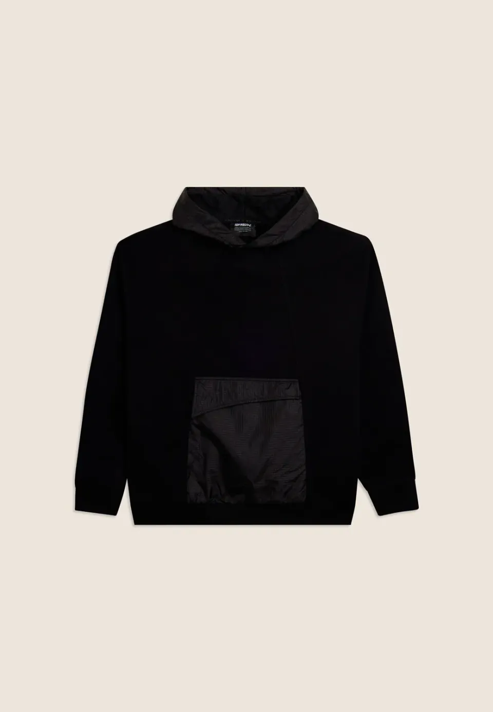 Freddy Hoodie Damen mit Kapuze schwarz Baumwolle Rip-Stop