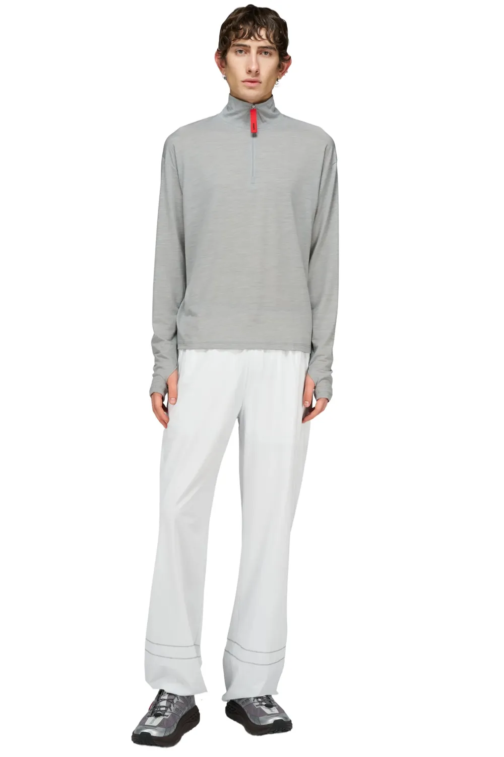 UNNA Zip Up Wool Layer Longsleeve Pearl Grey Wolle