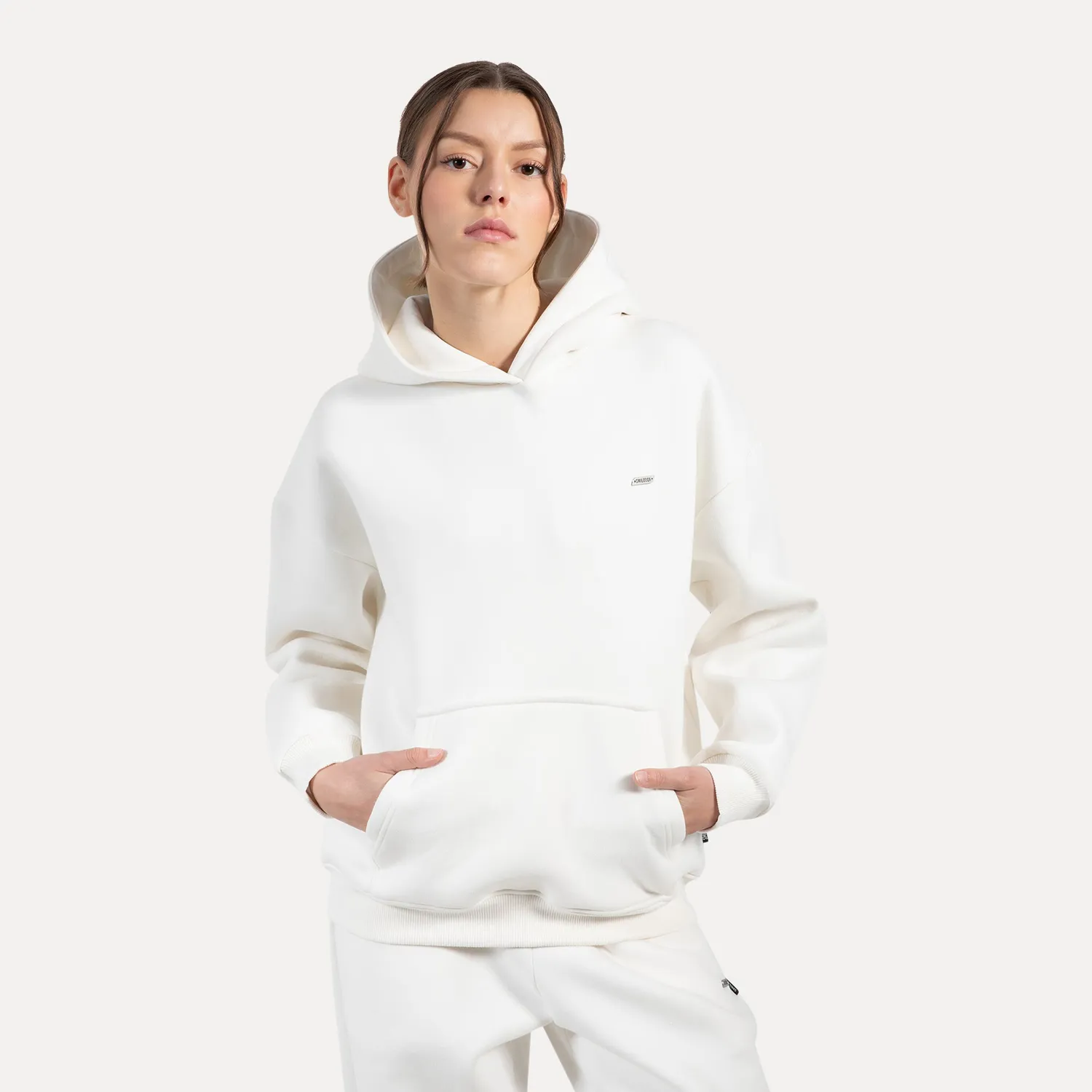 Smilodox Lyanna Hoodie Damen Creme Oversize warm