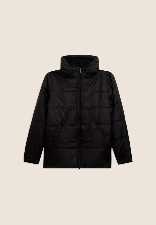 Freddy Herren Steppjacke Schwarz Kapuze Winter wattiert