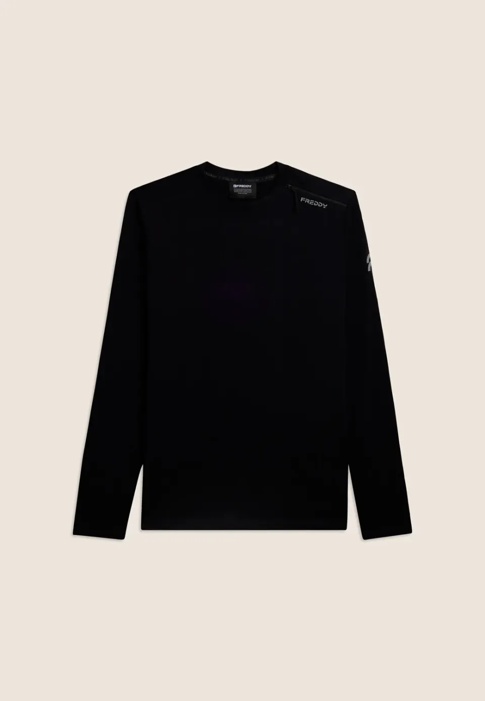 Freddy Langarmshirt Jersey Zip Black Baumwolle