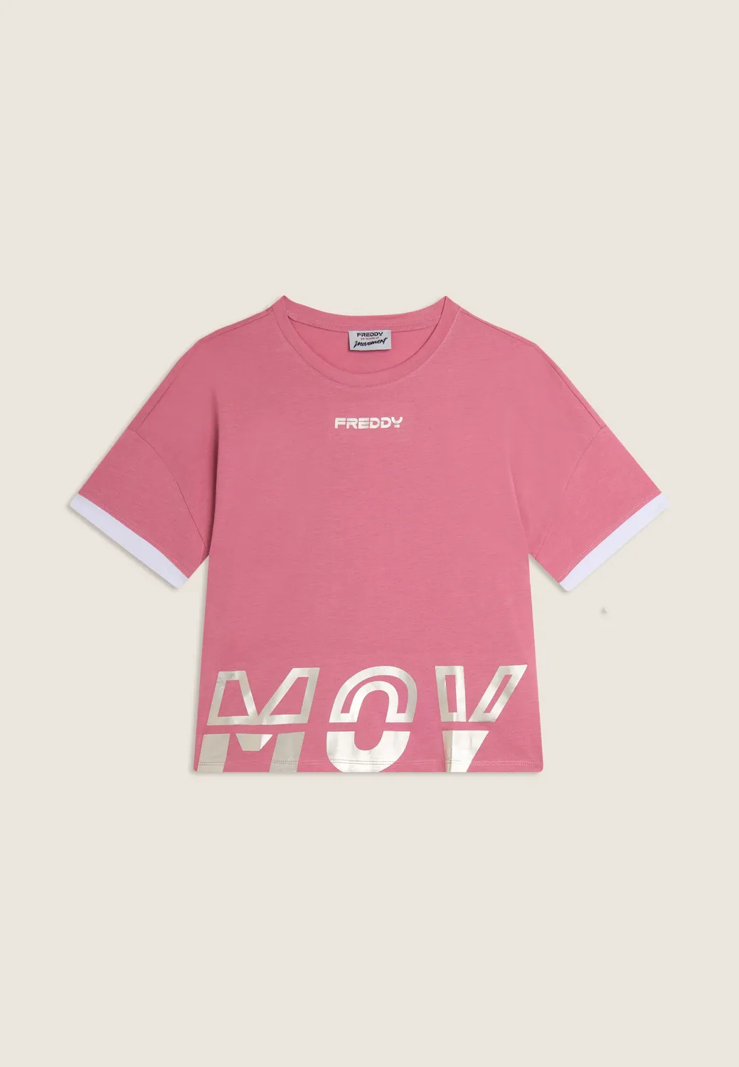 Freddy MOV Print T-Shirt Nero-Bianco Baumwollmix relaxed