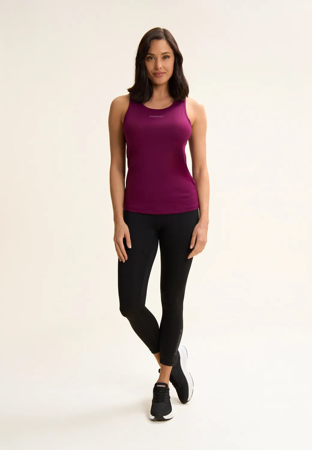 Freddy 7/8 High-Waist Leggings Damen Schwarz Glitter blickdicht