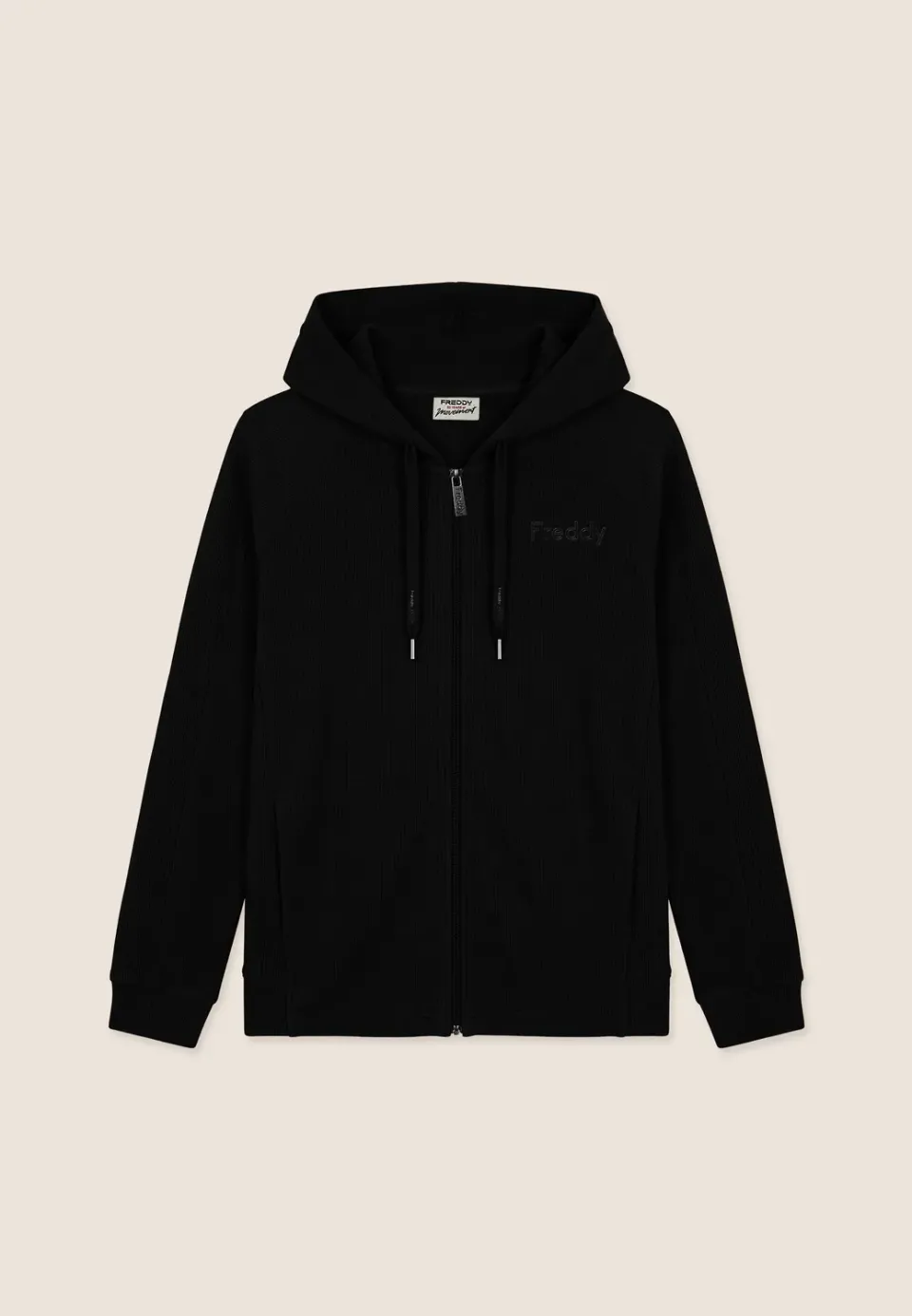 Freddy Boxy Cropped Kapuzenjacke Nero Reissverschluss
