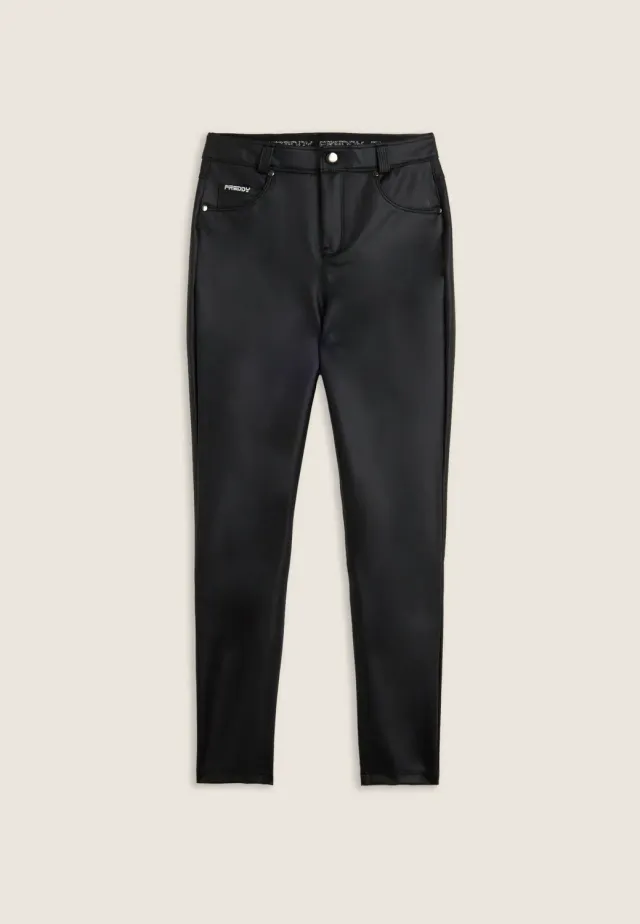 Freddy Skinny Kunstlederhose Schwarz blickdicht