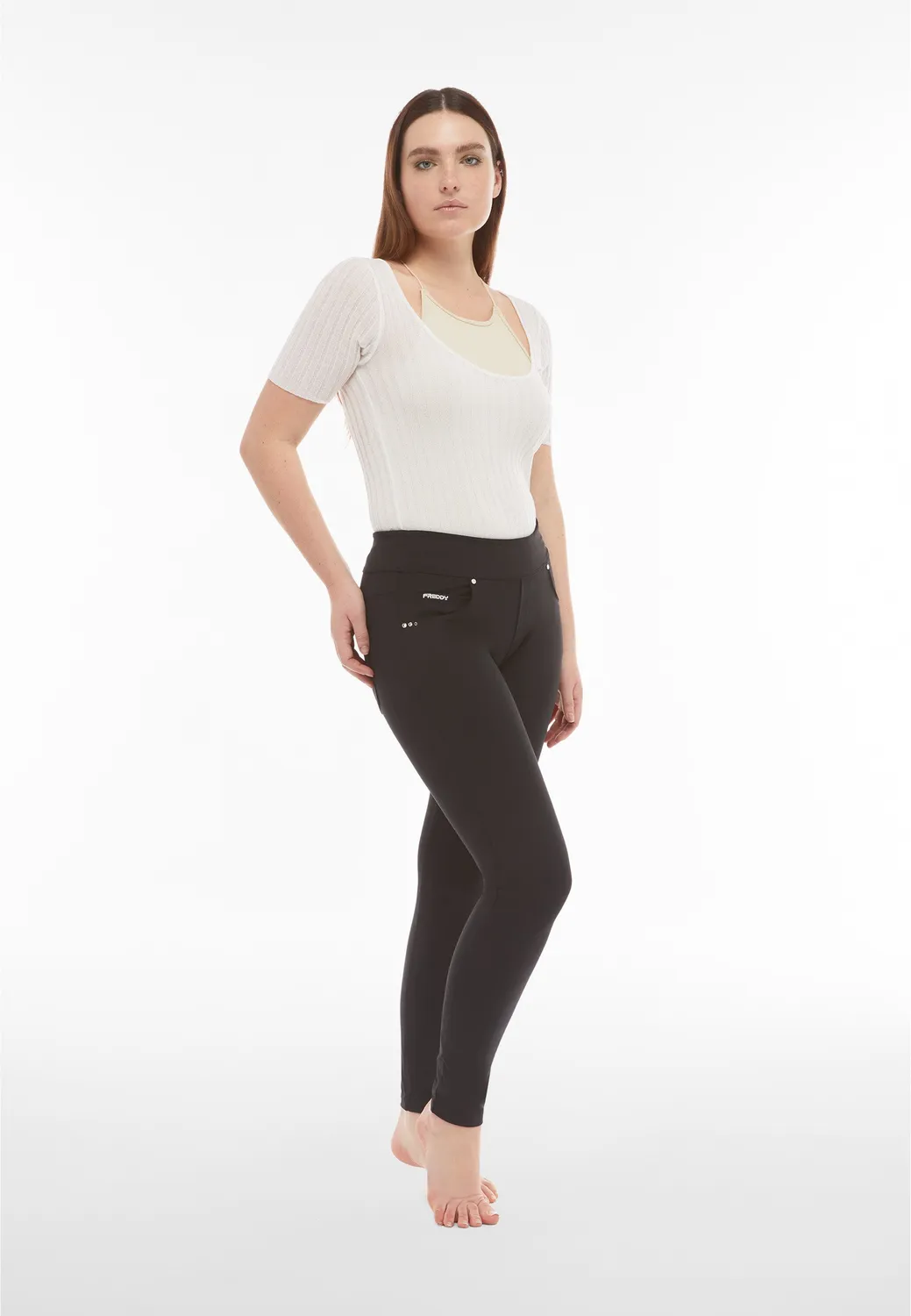Freddy N.O.W. Slim Hose Schwarz Mittlere Taille