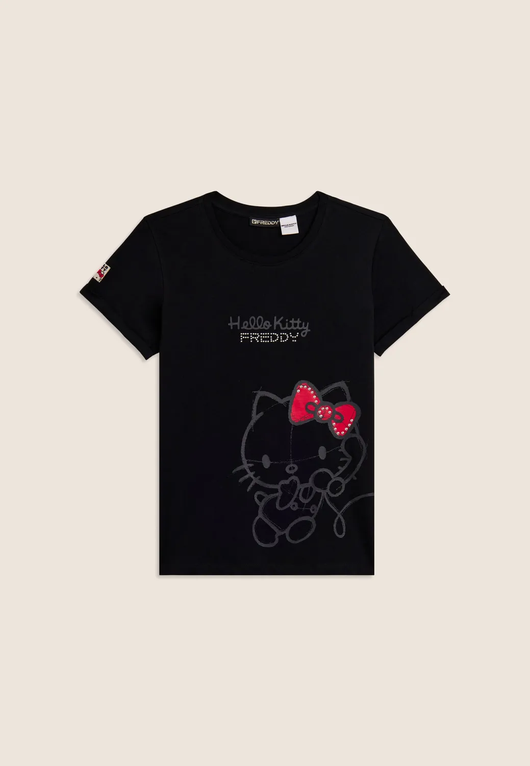 Freddy Hello Kitty T-Shirt schwarz Ton-in-Ton Print