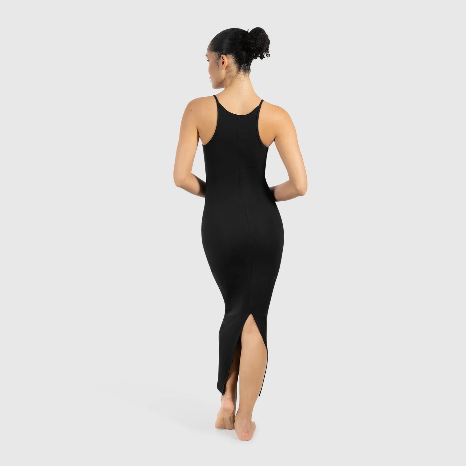 Smilodox Lunara Aveline Maxikleid Schwarz Rippstrick