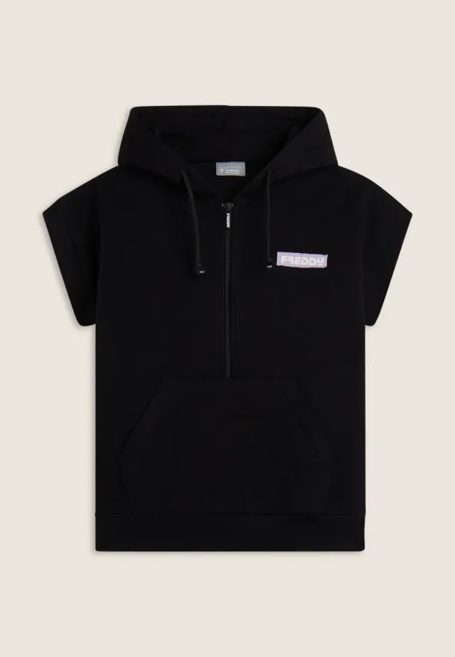 Freddy Ärmelloser Hoodie Mädchen Baumwolle halber Reissverschluss