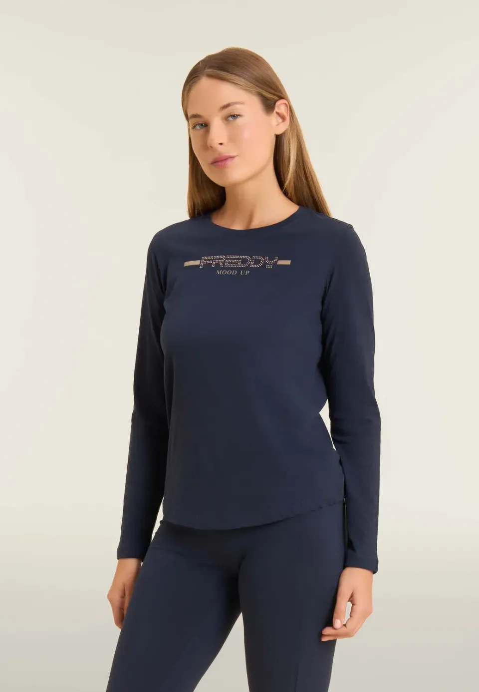 Freddy Strass-Logo Langarmshirt B109 Supima