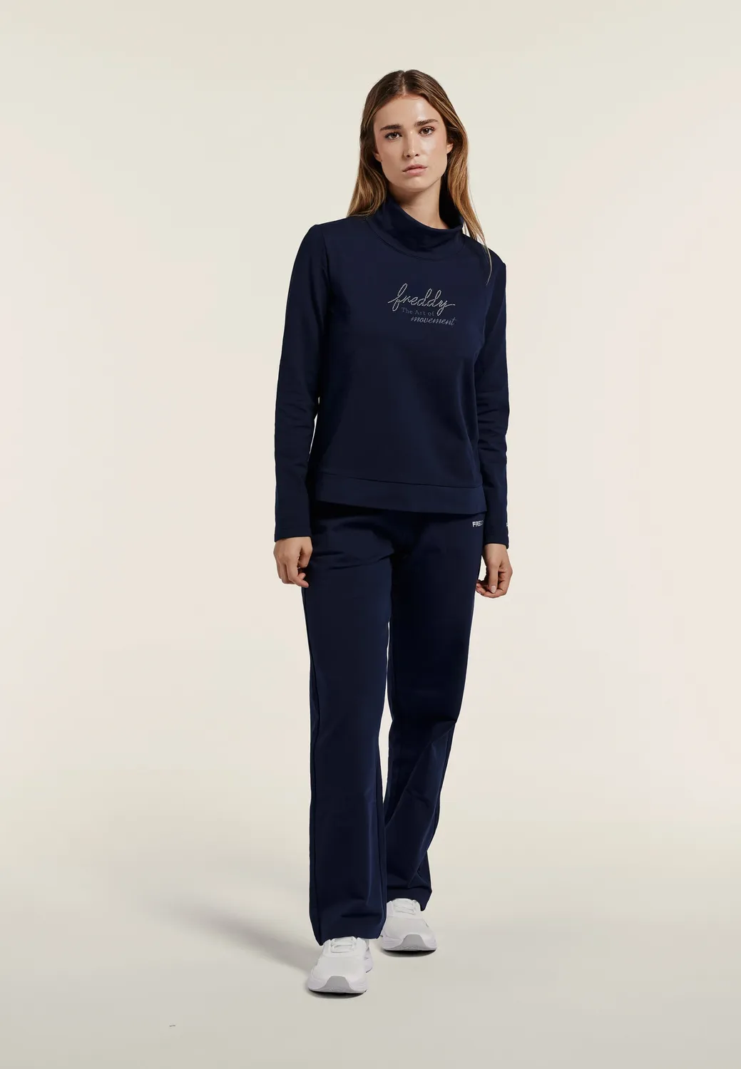 Freddy Comfort Hoodie Damen navy Perlenlogo weich