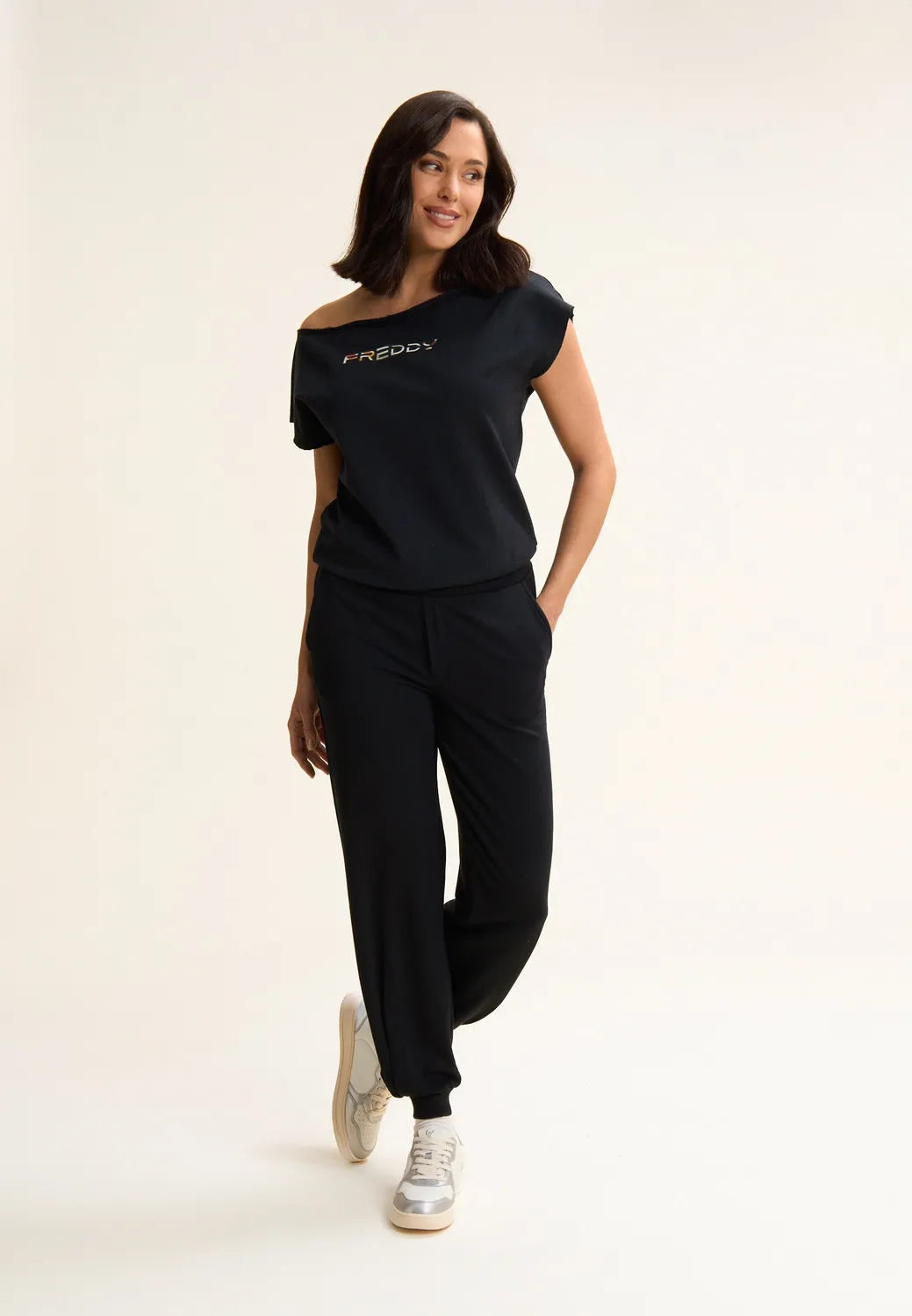 Freddy Viskose Jogginghose Star White Stretch