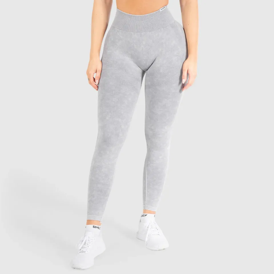 Smilodox Batik Acid Scrunch Leggings Schwarz blickdicht
