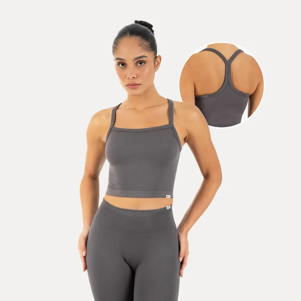 Smilodox Vonda Crop Top Schwarz mit Racerback