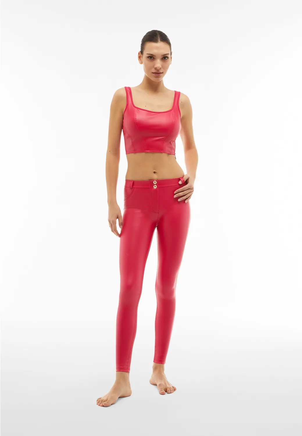 Freddy WR.UP Push-up Hose Schwarz Kunstleder High-Waist